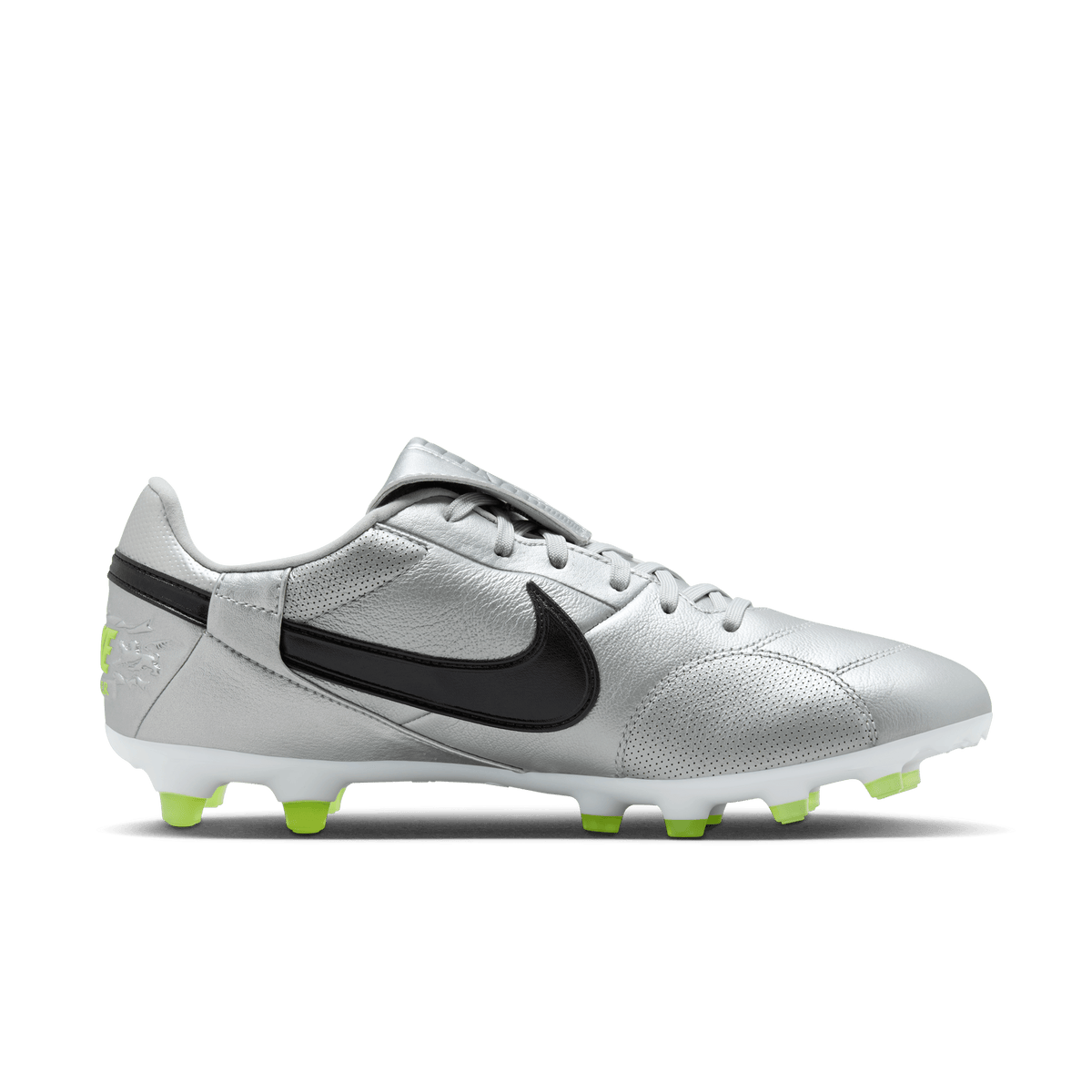 Nike Premier 3 FG-Metallic Silver/Black-Volt product image 1, provided for visual reference and product detail review