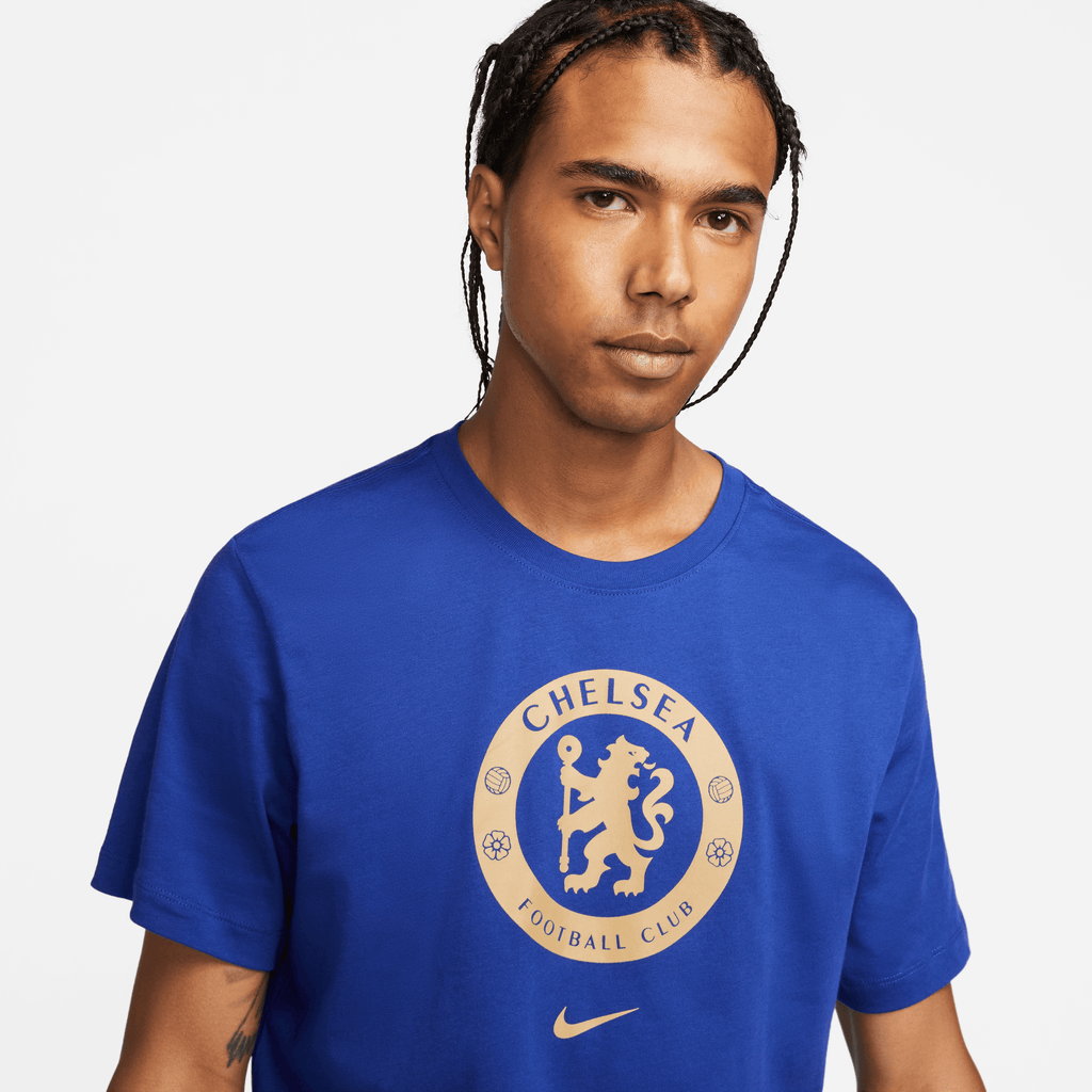 Nike Men Chelsea FC Crest Soccer T-Shirt-Blue product image 3, provided for visual reference and product detail review