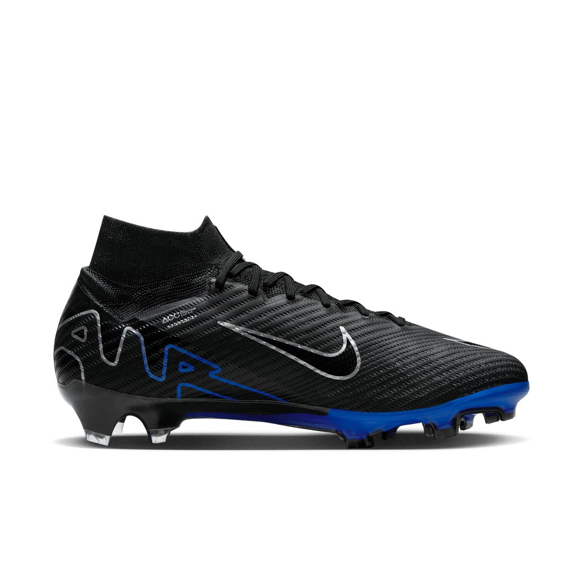 Nike Zoom Mercurial Superfly 9 Elite FG-Black/Blue product image 2, provided for visual reference and product detail review