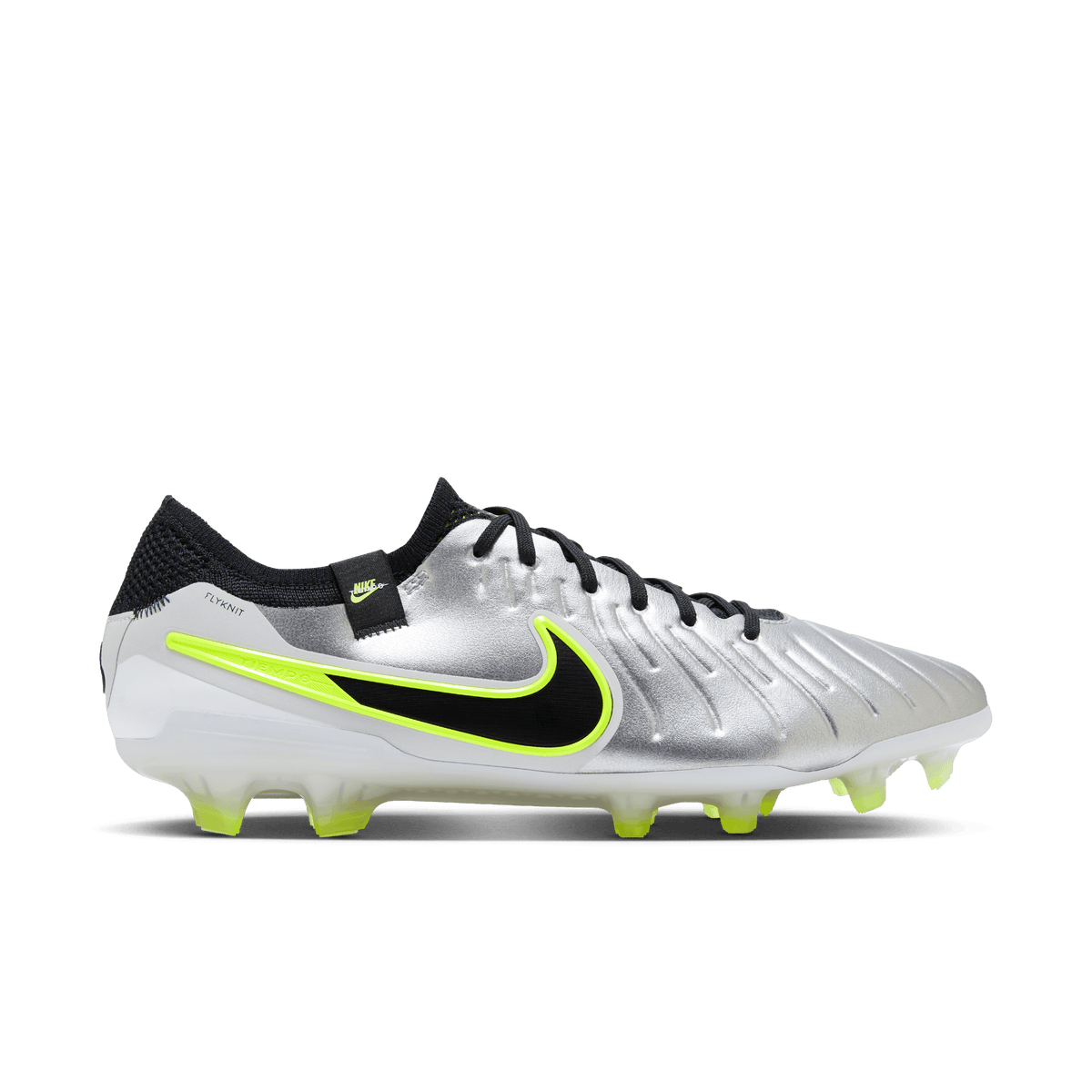 Nike Tiempo Legend 10 Elite FG-Metallic Silver/Black/Volt product image 1, provided for visual reference and product detail