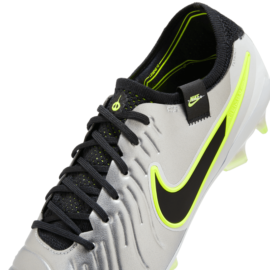 Nike Tiempo Legend 10 Elite FG-Metallic Silver/Black/Volt product image 3, provided for visual reference and product detail