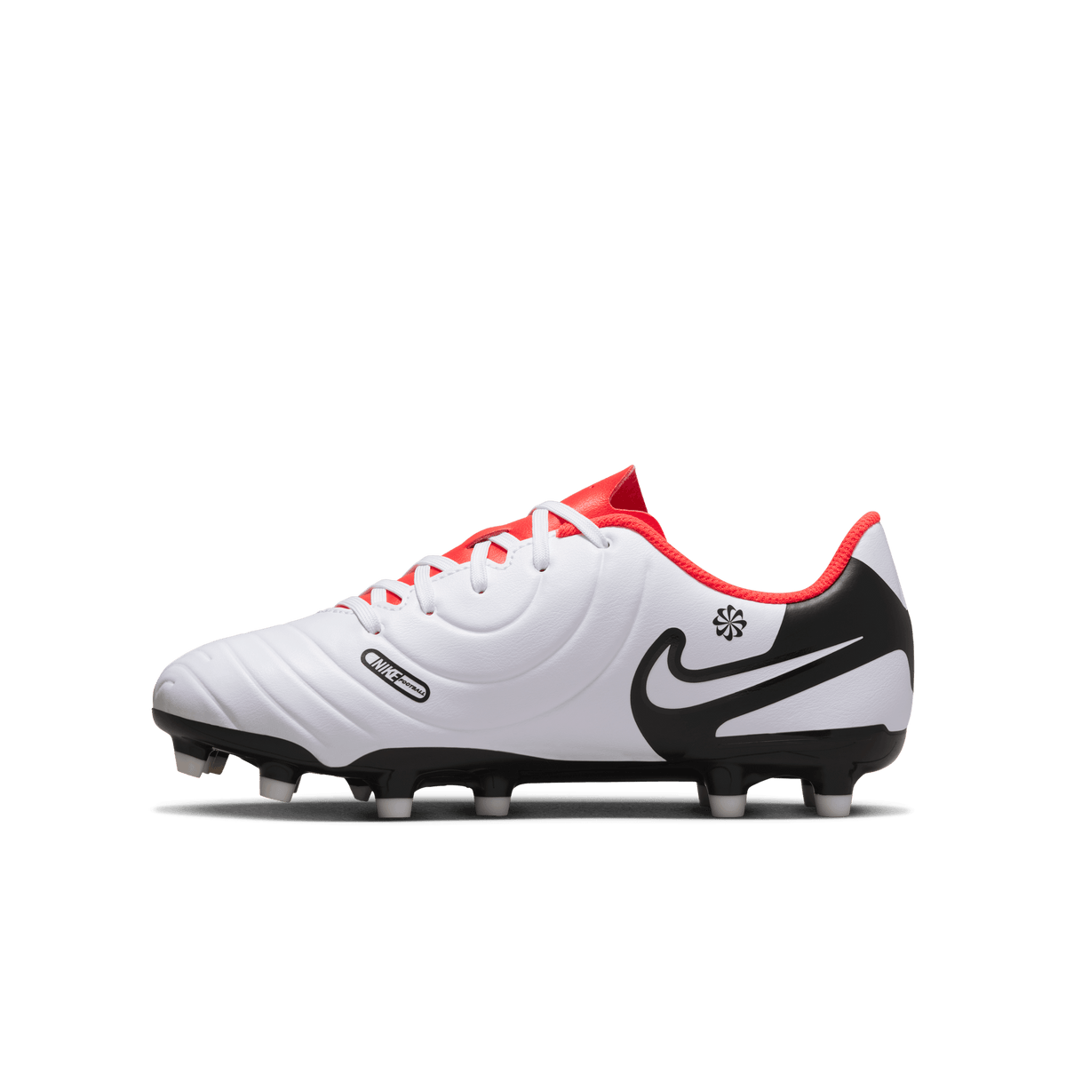 Nike Jr. Tiempo Legend 10 Club FG-WHITE/BLACK/BRIGHT CRIMSON product image 2, provided for visual reference and product