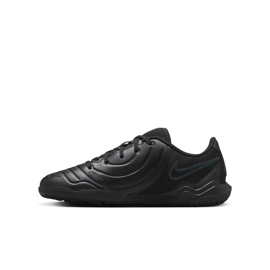 Nike Jr.Little/Big Kids' Indoor/Court Tiempo Legend 10 Club Low-Top Soccer Shoes-Black/Deep Jungle product image 2, provided