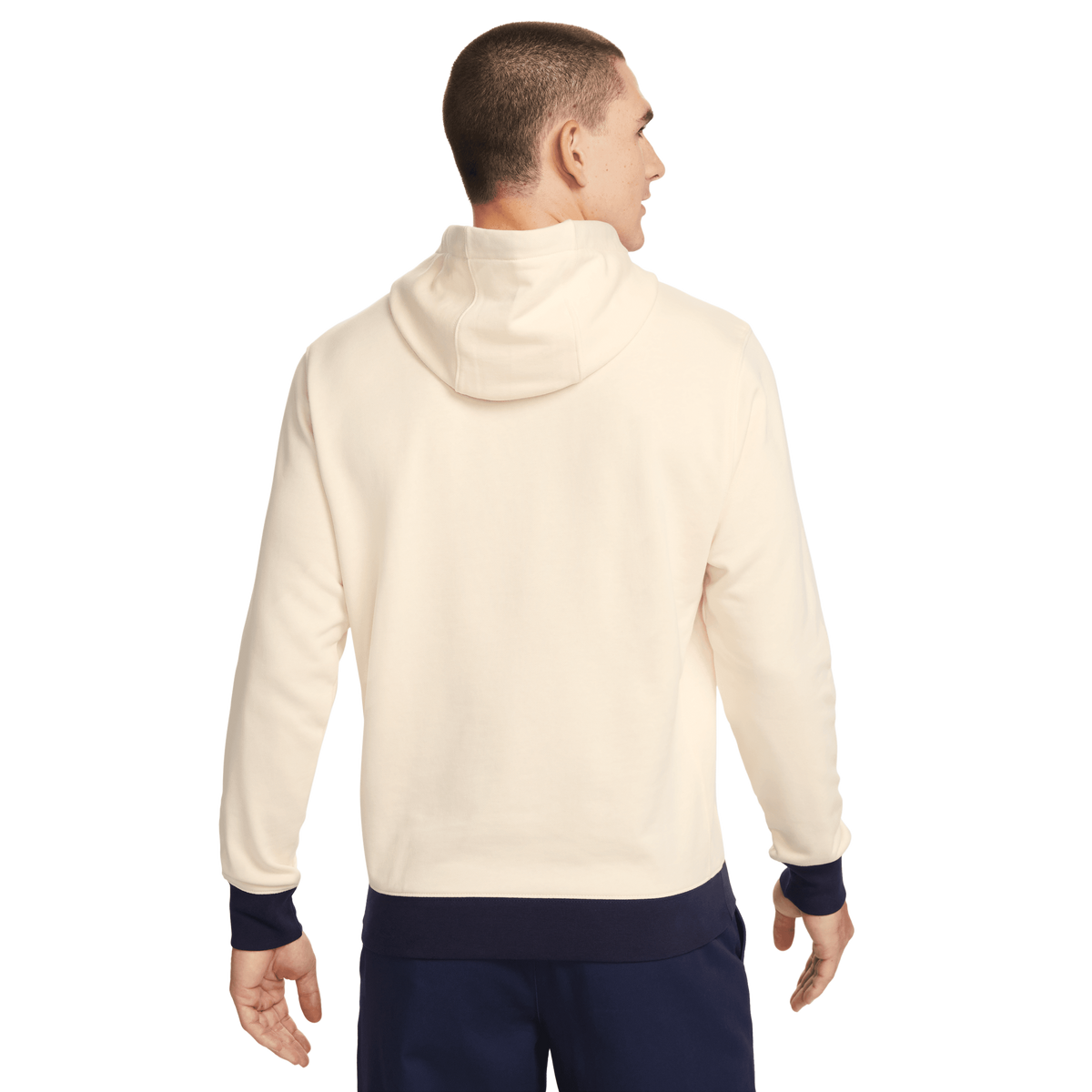 Nike Men Paris Saint-Germain Fleece Hoodie-Coconut Milk/Blackened Blue product image 2, provided for visual reference and