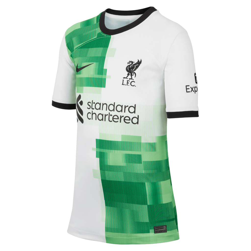Nike Youth Liverpool FC Stadium Away Dri-FIT Soccer Jersey 23/24 product image 1, provided for visual reference and product