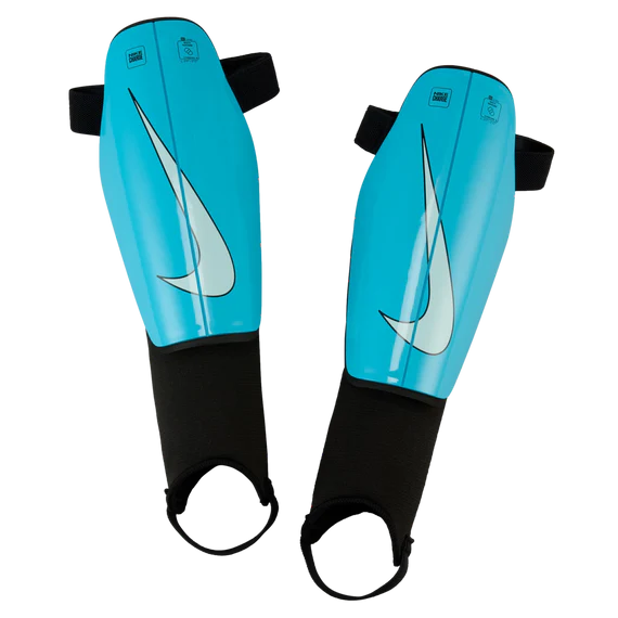 Nike Charge Kids' Soccer Shin Guards BLUE FURY/BLACK/GLACIER BLUE product image 1, provided for visual reference and product