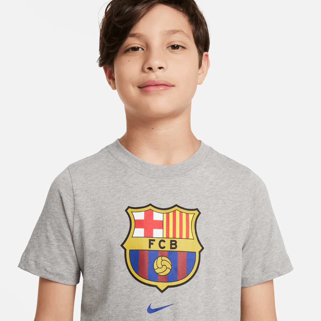 Nike Youth FC Barcelona Crest T-Shirt-Grey product image 3, provided for visual reference and product detail review