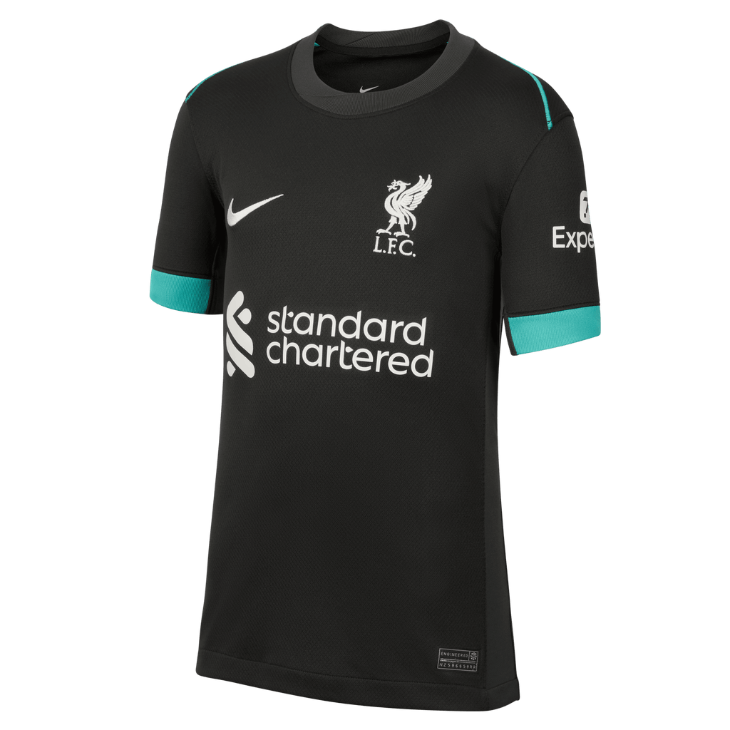 Nike Youth Liverpool FC Away Stadium Dri-FIT Soccer Jersey 24/25 product image 1, provided for visual reference and product
