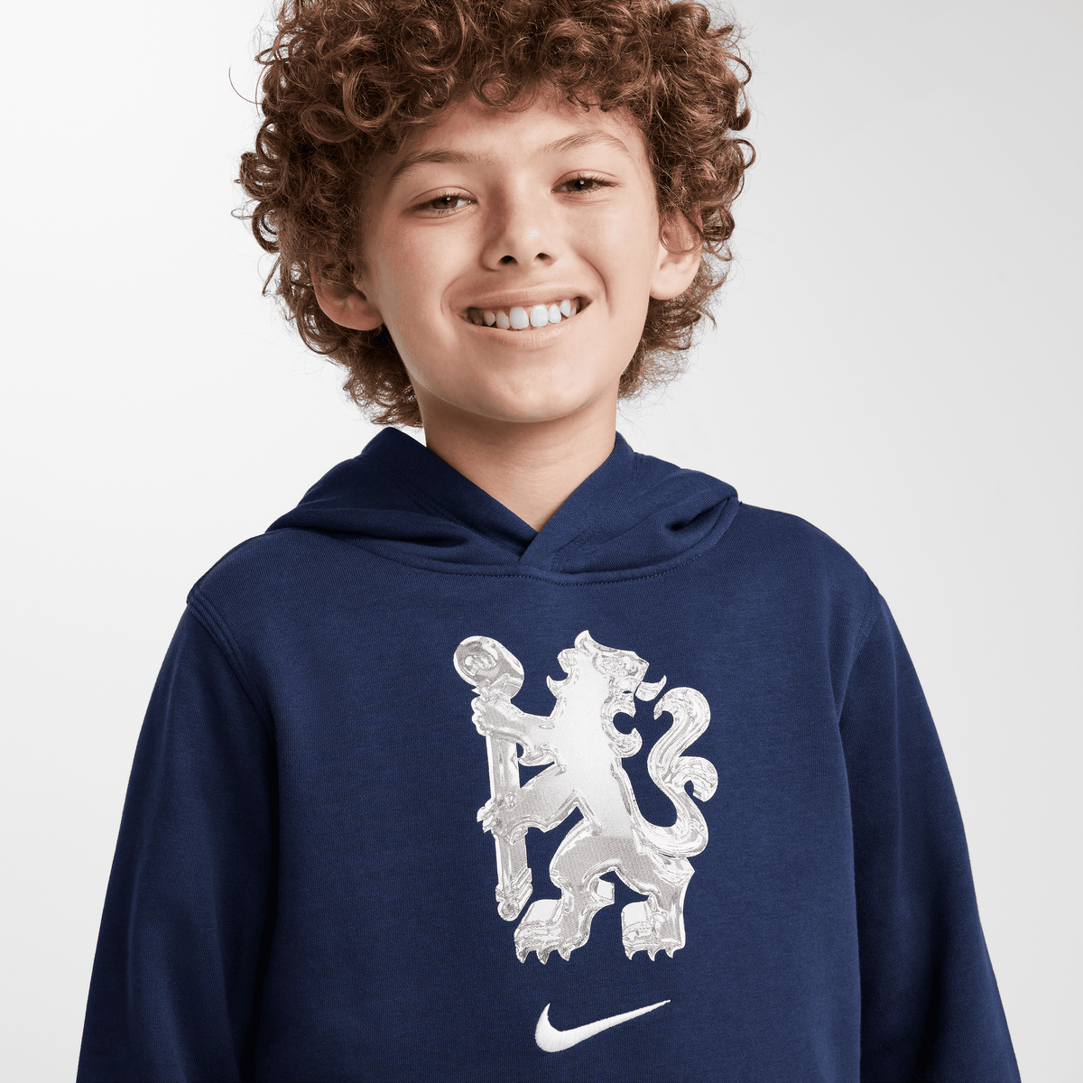 Nike Chelsea FC Big Kids' Fleece Pullover Soccer Hoodie product image 2, provided for visual reference and product detail