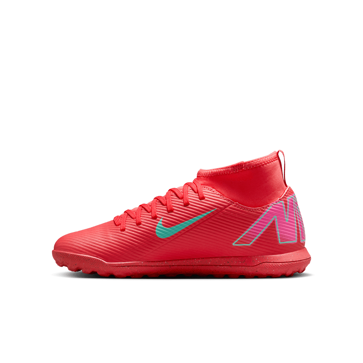 Nike Jr. Mercurial Superfly 10 Club TF-Ember Glow/Aurora Green product image 2, provided for visual reference and product