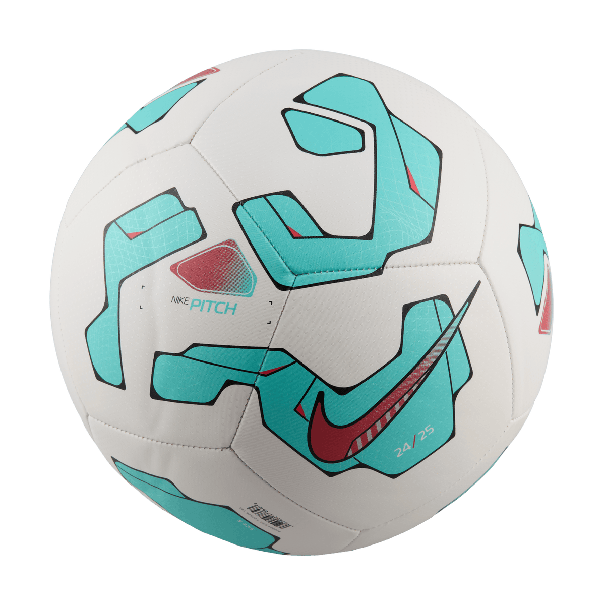 Nike Pitch Soccer Ball-White/Aurora Green/Ember Glow product image 1, provided for visual reference and product detail review