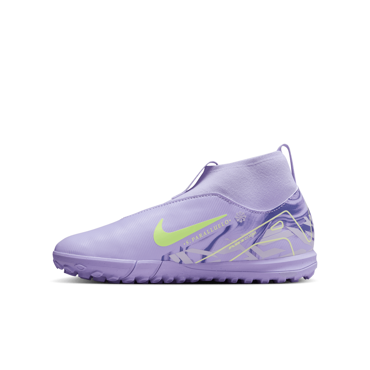 Nike United Jr. Mercurial Superfly Turf 10 Academy-Purple Agate/Barely Volt product image 2, provided for visual reference