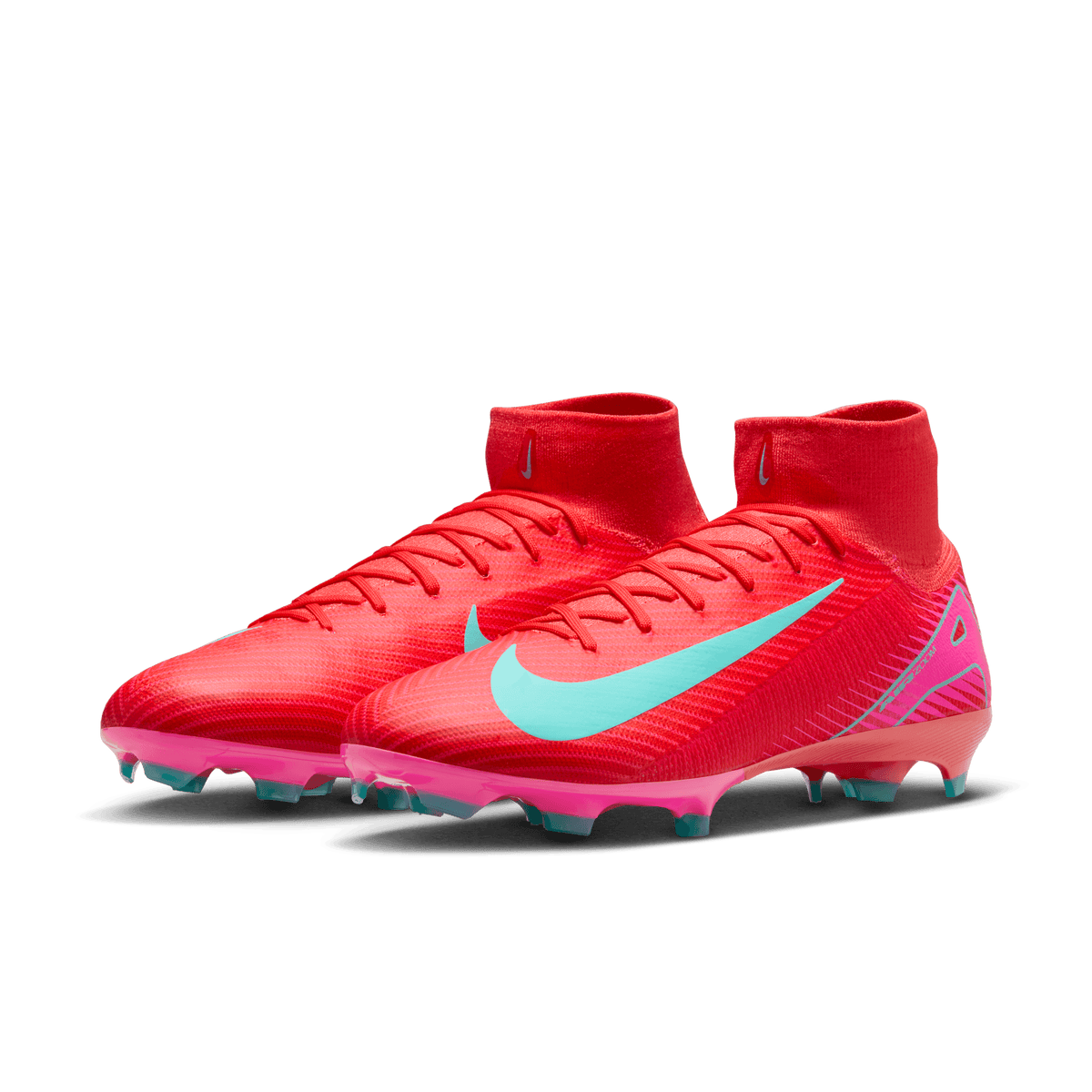 Nike Mercurial Superfly 10 Pro FG High-Top Soccer Cleats-Ember Glow/Aurora Green product image 3, provided for visual