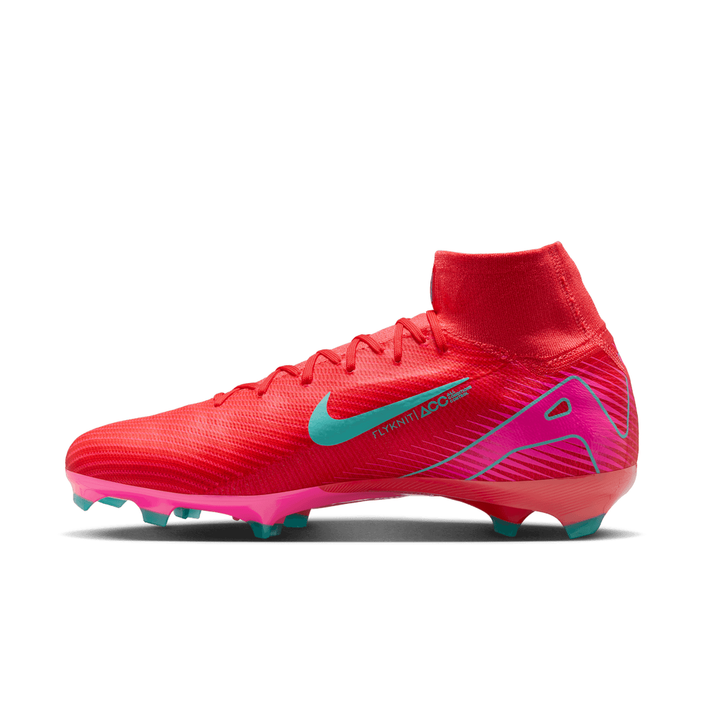 Nike Mercurial Superfly 10 Pro FG High-Top Soccer Cleats-Ember Glow/Aurora Green product image 2, provided for visual