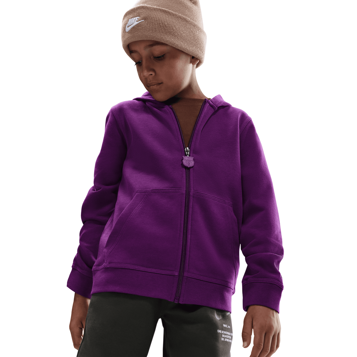 Nike Big Kids' FC Barcelona Club Full-Zip Hoodie product image 4, provided for visual reference and product detail review