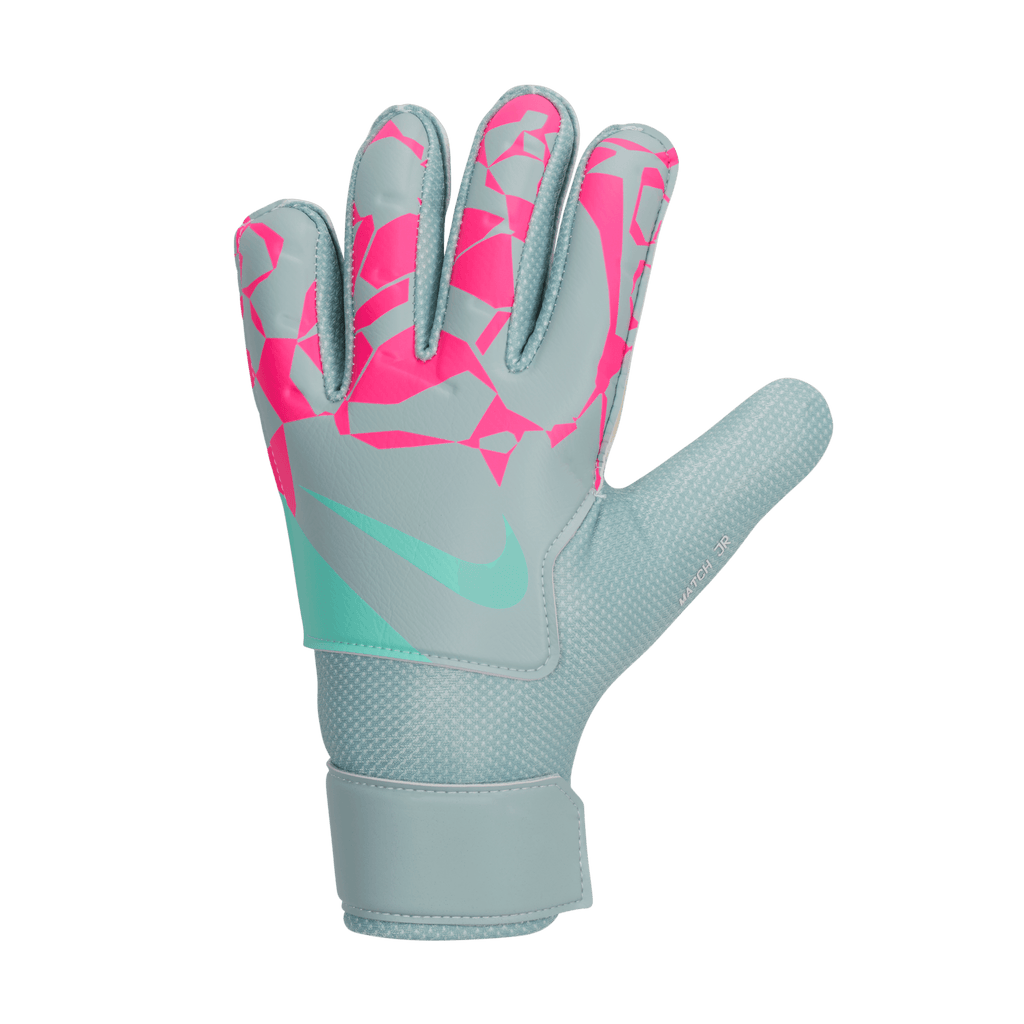 Nike Match Jr. Big Kids' Goalkeeper Gloves-Ocean Cube/pink Blast/aurora Green product image 1, provided for visual reference