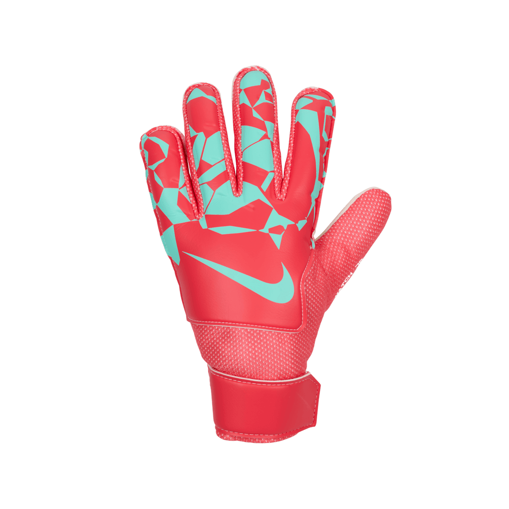 Nike Match Jr. Big Kids' Goalkeeper Gloves-Ember Glow/Aurora Green product image 1, provided for visual reference and