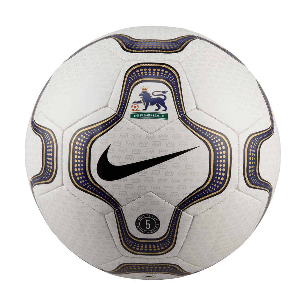 Nike Premier League Heritage Gio Merlin Soccer Ball-White/Blue/Gold/Black product image 1, provided for visual reference and