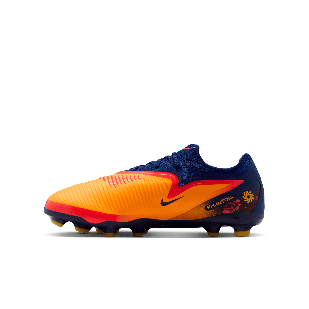 Nike Jr. Phantom 6 Low Pro "Erling Haaland FG/MG-Laser Orange/lemon Venom-blue Void product image 2, provided for visual