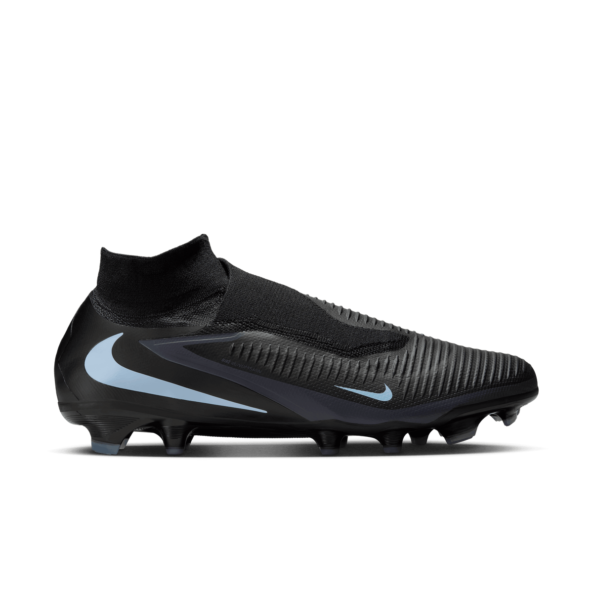 Nike Phantom 6 High Pro Firm-Ground Soccer Cleats-Black/Ice Blue product image 1, provided for visual reference and product