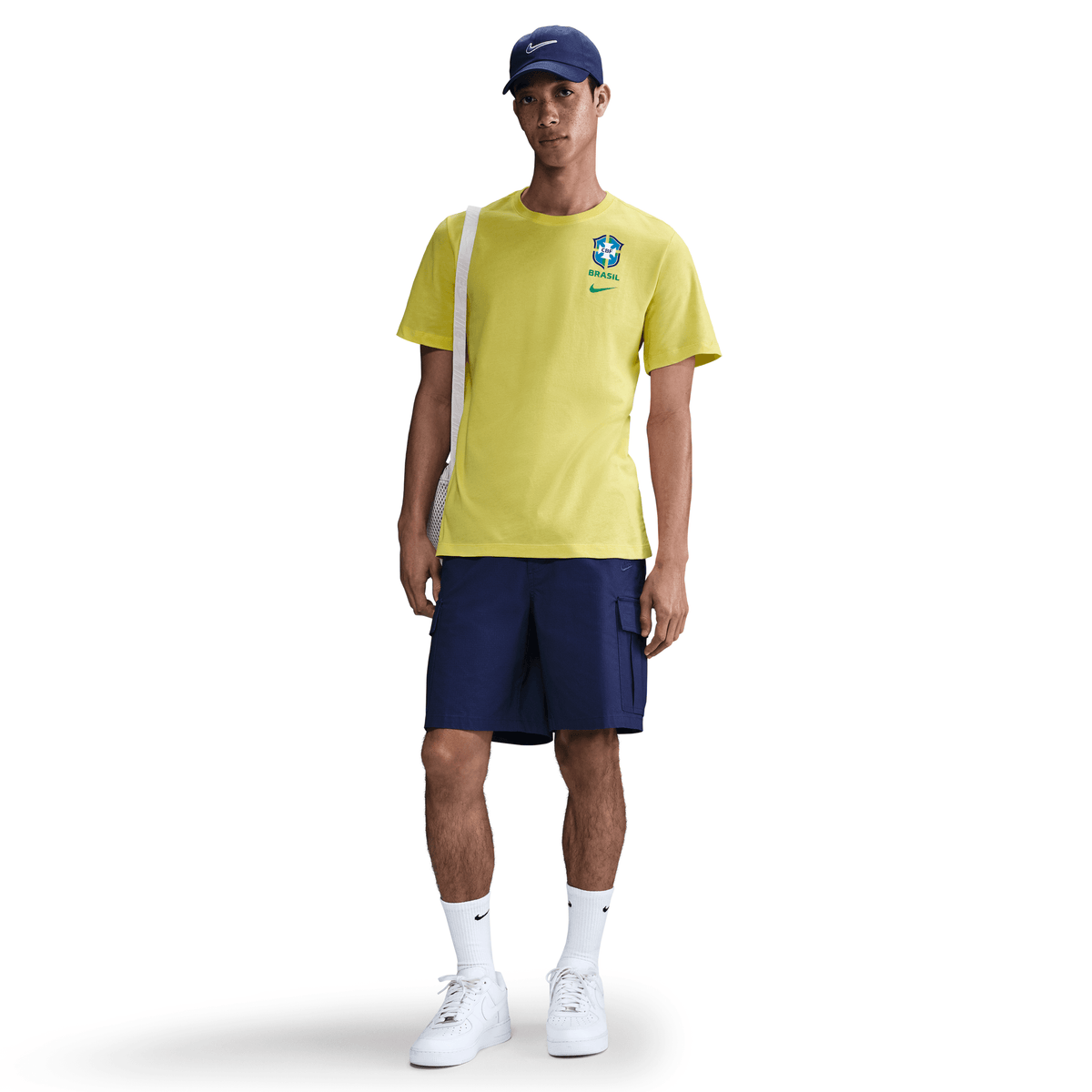 Nike Men Brasil Crest T-Shirt-Yellow product image 1, provided for visual reference and product detail review