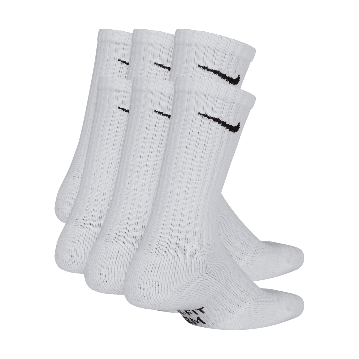 Nike Everyday Kid's Cushioned Crew Socks (6 Pairs)-White product image 2, provided for visual reference and product detail