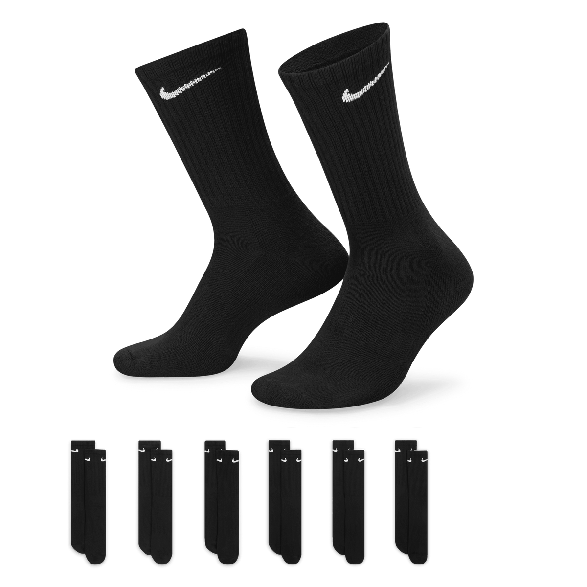 Nike Everyday Cushioned Training Crew Socks (6 Pairs) - Black product image 1, provided for visual reference and product