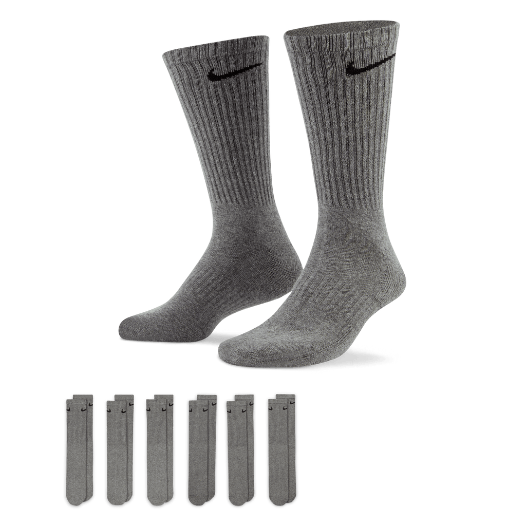 Nike Everyday Cushioned Training Crew Socks (6 Pairs)-Heather Grey product image 1, provided for visual reference and