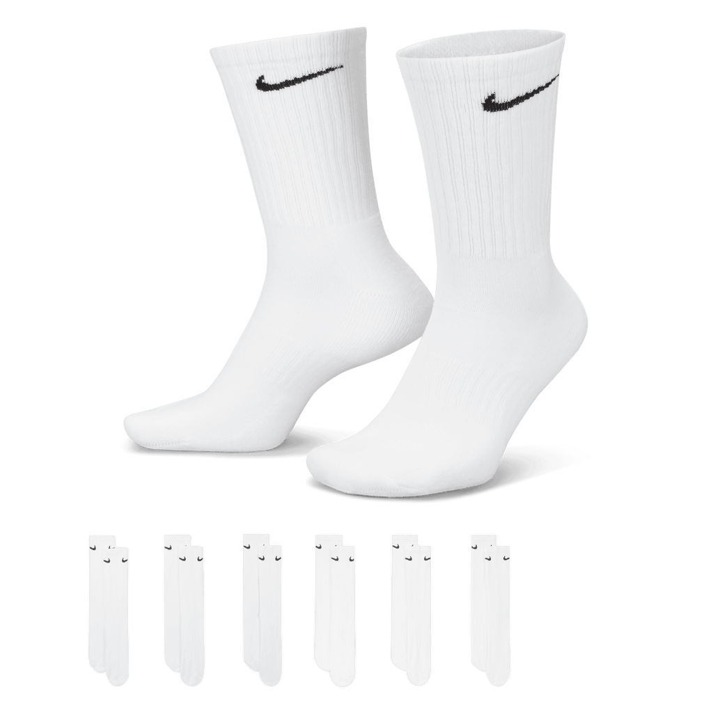 Nike Everyday Cushioned Training Crew Socks (6 Pairs)-White product image 1, provided for visual reference and product