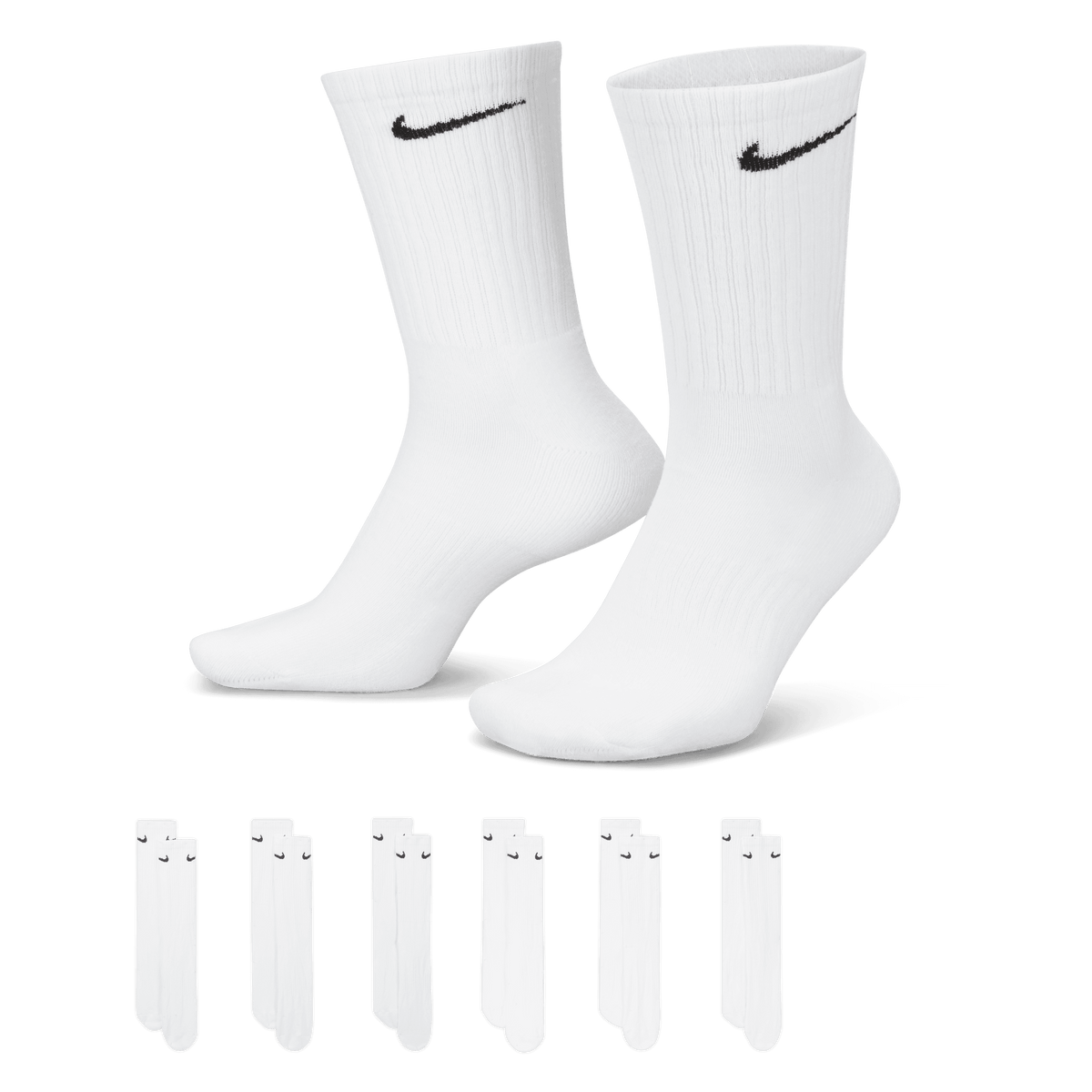 Nike Everyday Cushioned Training Crew Socks (6 Pairs)-White product image 1, provided for visual reference and product