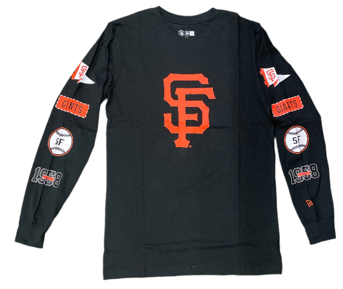 New Era Men San Francisco Giants Long Sleeve Side Patch T-Shirt-Black product image 1, provided for visual reference and