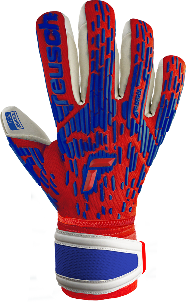 Reusch Attrakt Freegel Gold Finger Support-Stunning Red/White/Blue product image 1, provided for visual reference and