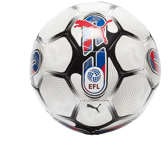 Puma Orbita 6 EFL Sky Bet MS Soccer Ball - White/black product image 1, provided for visual reference and product detail