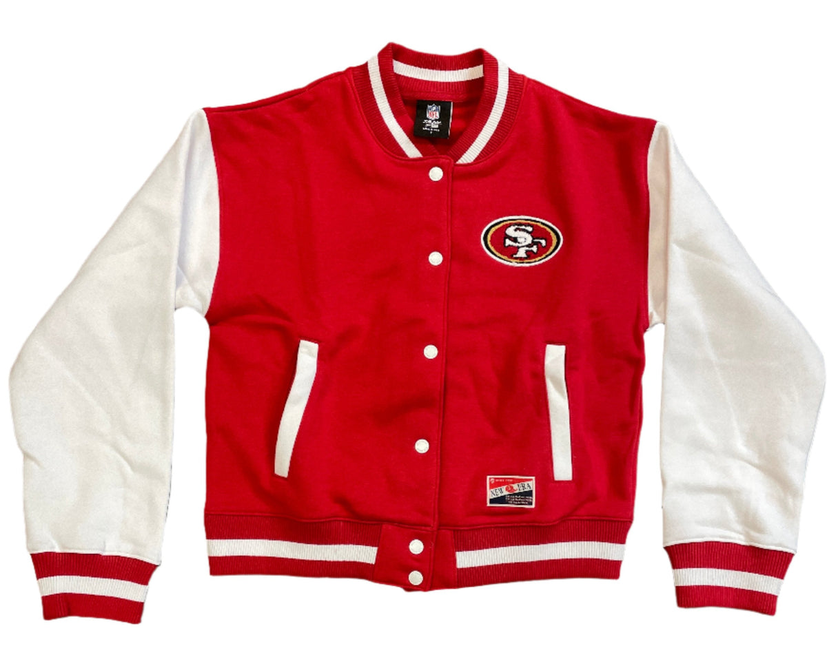 New Era Women San Francisco 49ers Varsity Jacket product image 1, provided for visual reference and product detail review