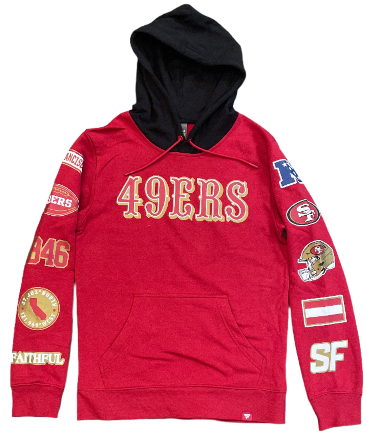 San Francisco 49ers Fanatics Branded Patched Out Pullover Hoodie - Scarlet product image 1, provided for visual reference