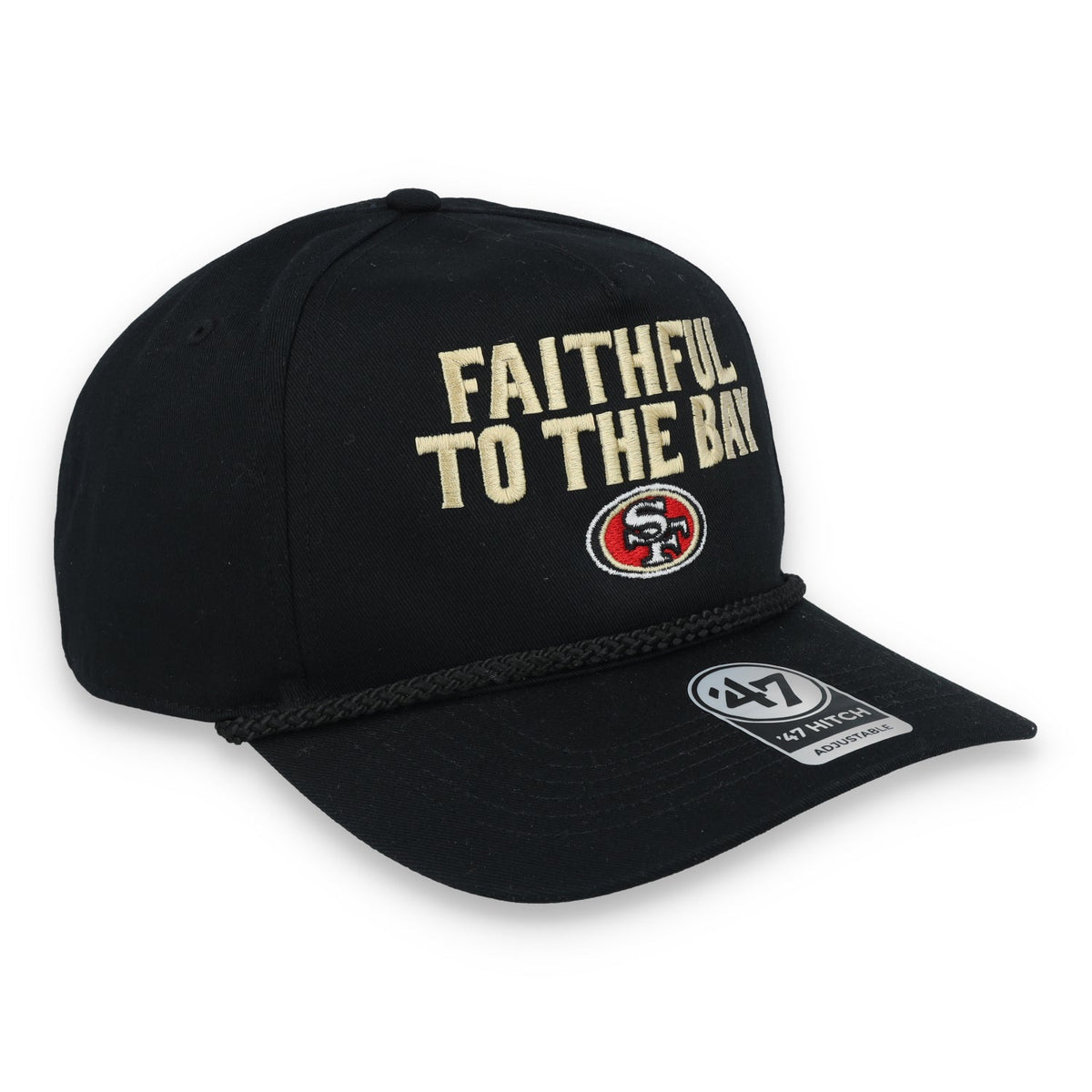 '47 Brand San Francisco 49ers Rope Hitch Adjustable Hat - Black product image 6, provided for visual reference and product