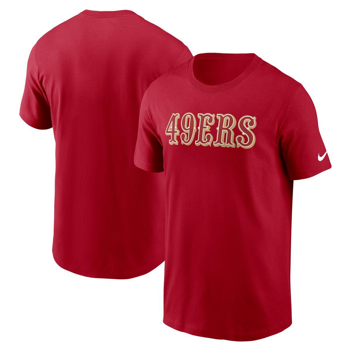 Nike Men San Francisco 49ers Primetime Wordmark Performance T-Shirt - Scarlet product image 3, provided for visual reference