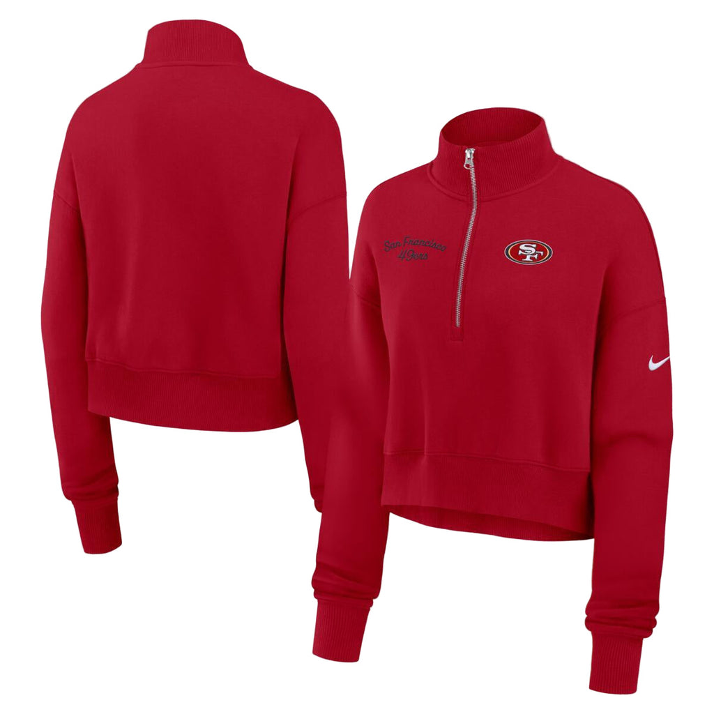 Nike Women San Francisco 49ers Cropped Phoenix Hoodie-Red product image 3, provided for visual reference and product detail
