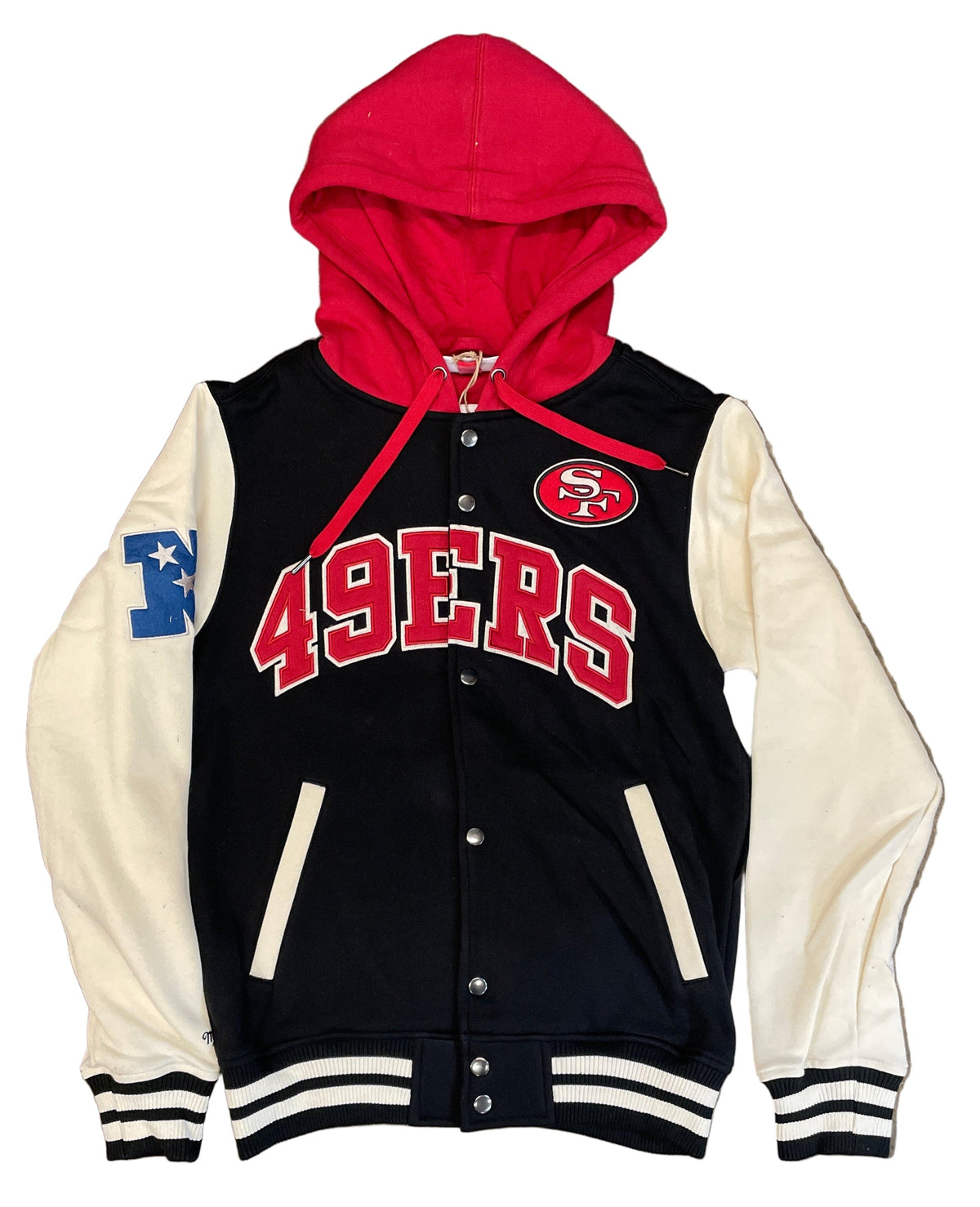 Mitchell & Ness Men San Francisco 49ers Courtside Fleece Full-Snap Jacket product image 1, provided for visual reference and