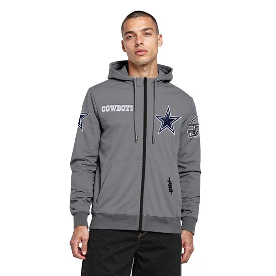 Pro Standard Men Dallas Cowboys Classic Wind Suit Woven Full-Zip Jacket-Gray product image 1, provided for visual reference