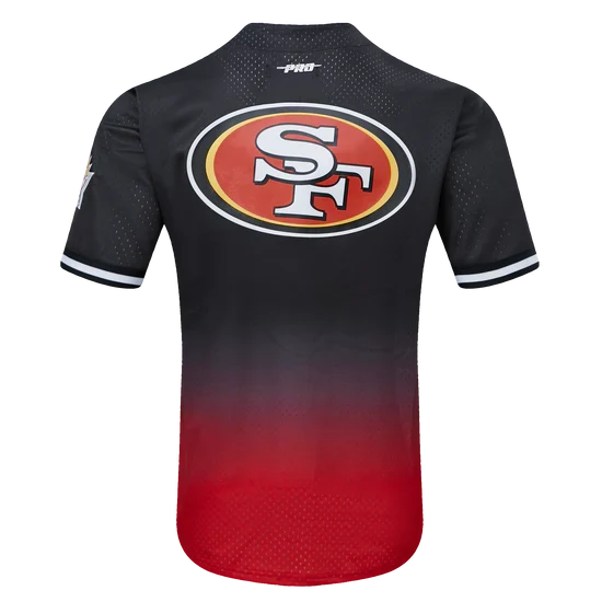 Pro Standard San Francisco 49ers Logo Mesh Button Up Jersey-Black/Red product image 3, provided for visual reference and