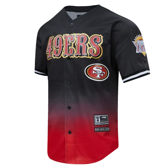 Pro Standard San Francisco 49ers Logo Mesh Button Up Jersey-Black/Red product image 2, provided for visual reference and