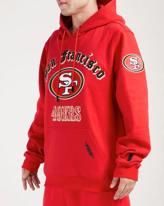 Pro Standards San Francisco 49Ers Old English Flc Po Hoodie-Red product image 3, provided for visual reference and product