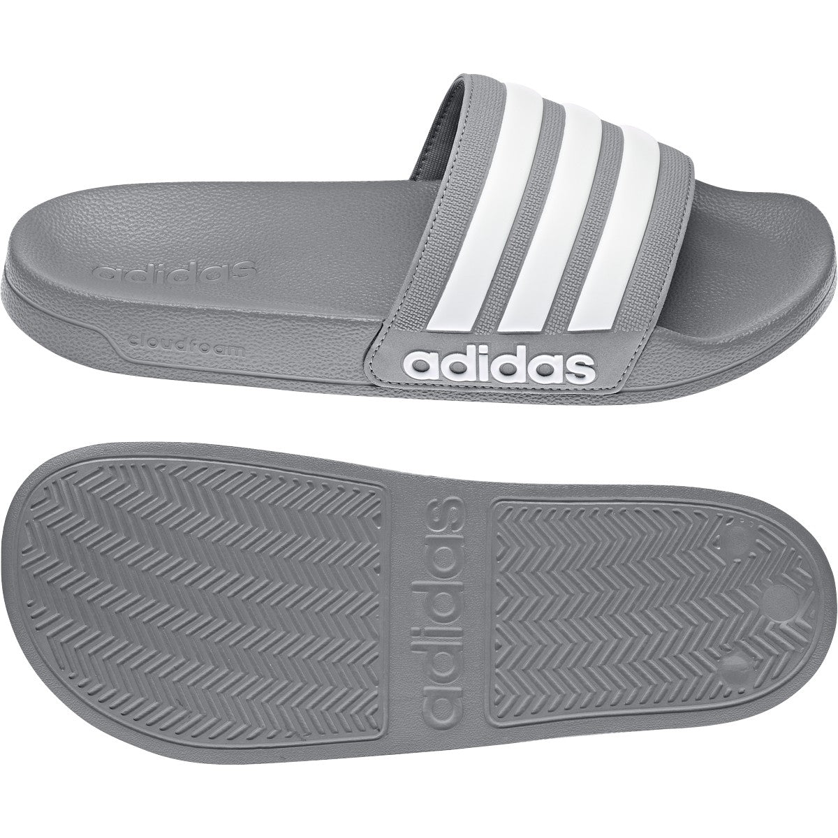 Adidas Adilette Shower Slides-Grey/White product image 3, provided for visual reference and product detail review