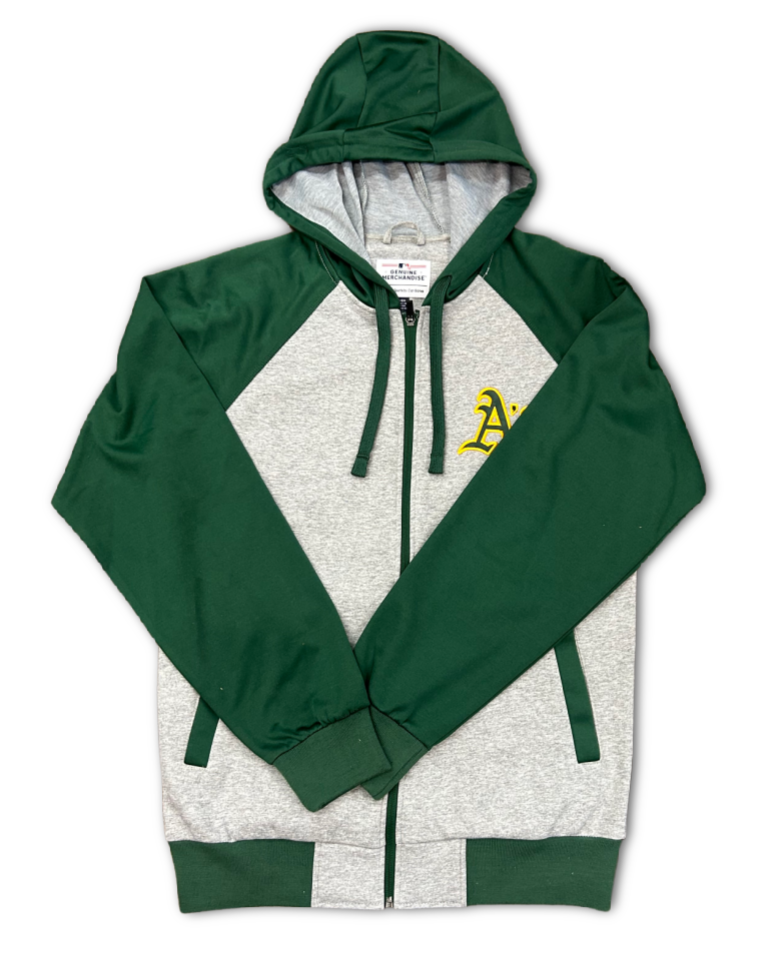 G-III Oakland Athletics Lightweight Jacket-Grey/Green product image 1, provided for visual reference and product detail