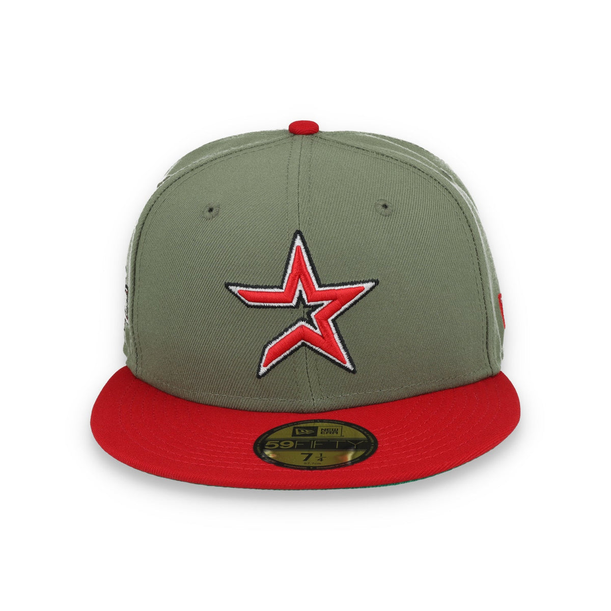 Houston All Star game Side Patch 59FIFTY Fitted Hat- Olive Green product image 2, provided for visual reference and product