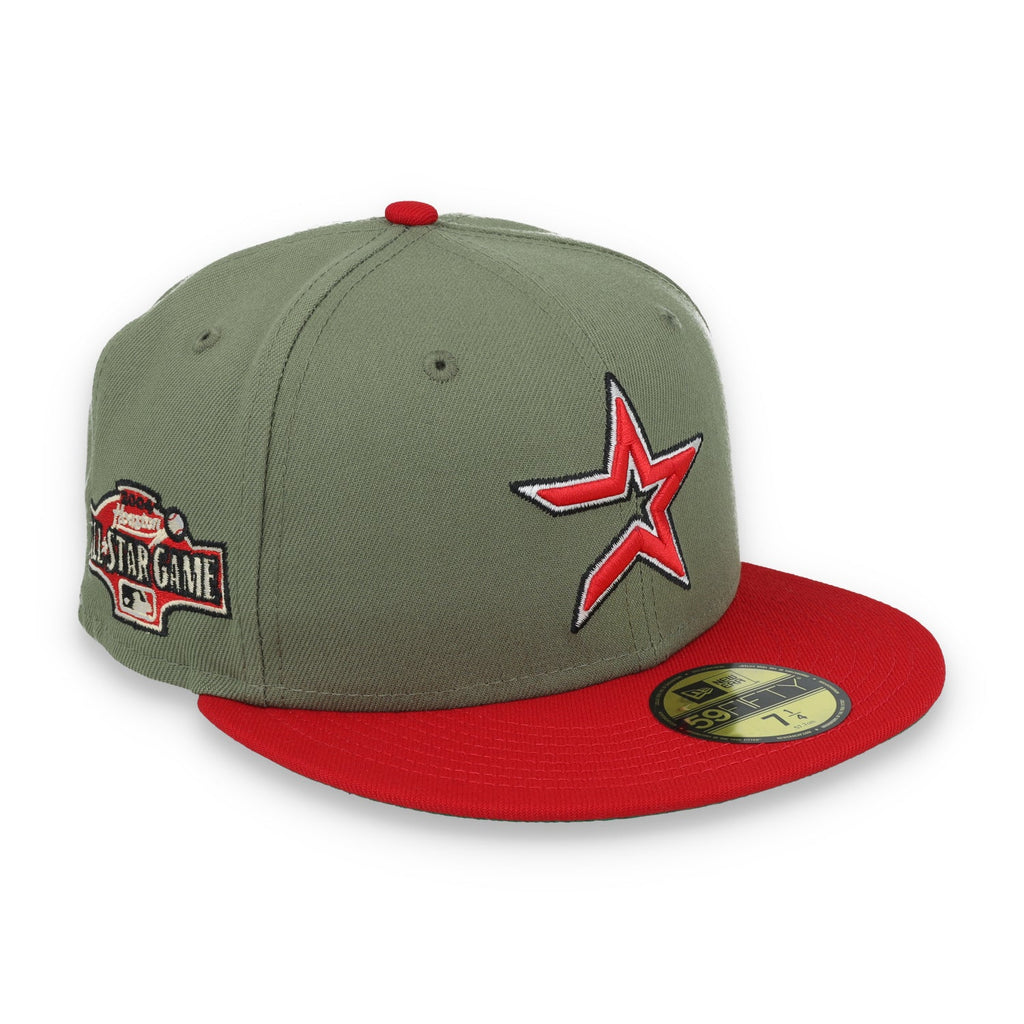 Houston All Star game Side Patch 59FIFTY Fitted Hat- Olive Green product image 1, provided for visual reference and product