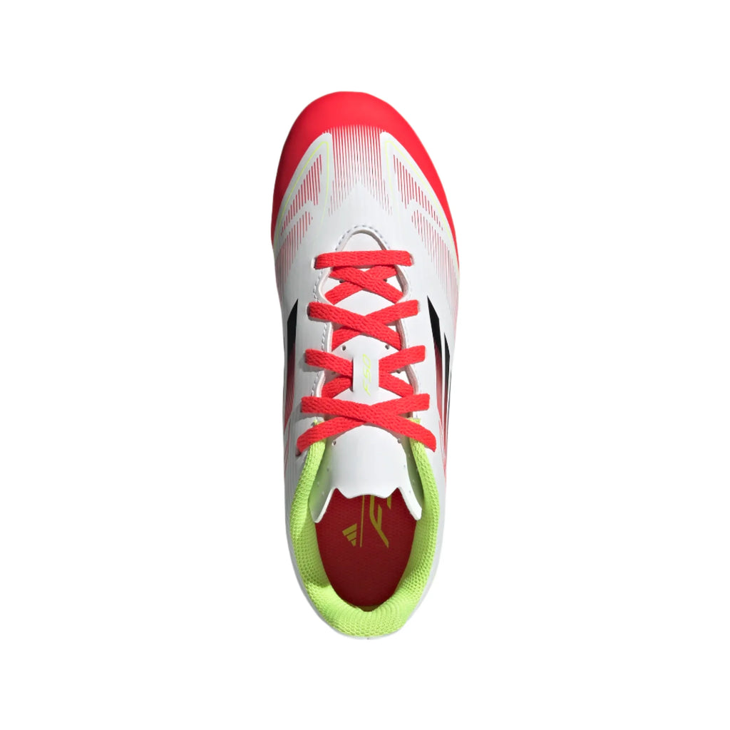 Adidas Jr F50 Club FG/MG-White/Red/Yellow product image 3, provided for visual reference and product detail review