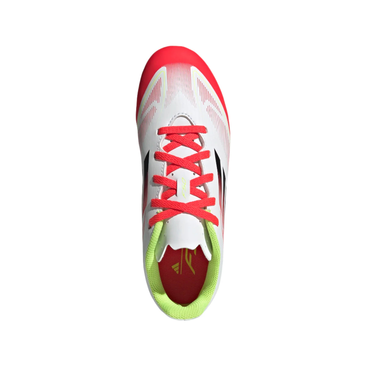 Adidas Jr F50 Club FG/MG-White/Red/Yellow product image 3, provided for visual reference and product detail review