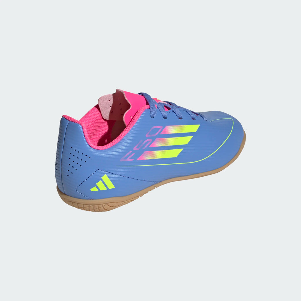 Adidas Jr F50 Club IC-Light Blue/Lucid Yellow/Pink product image 3, provided for visual reference and product detail review
